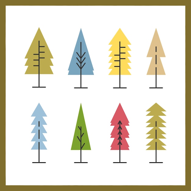 Vector set of trees triangle shapes