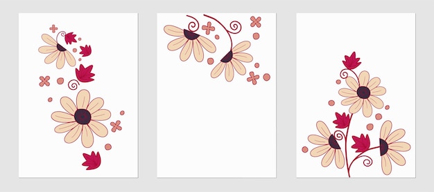 Set trending sjablonen abstracte planten postervormen en botanische elementen minimalistische handgetekende