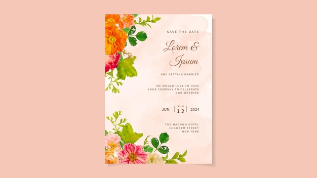 Set of trendy card template flowers floral wedding ornament invite