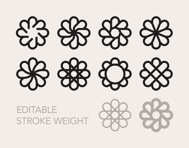 Set of trendy geometric minimal vector logo elements designs Editable outline