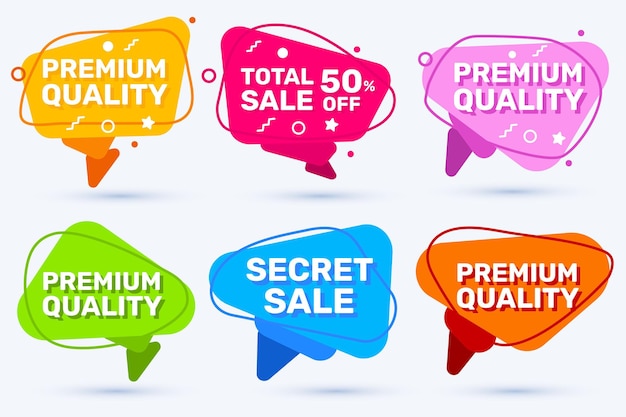  set of trendy graphic colorful sale badge