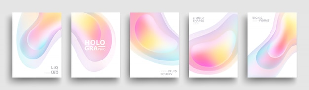 Set of trendy holographic gradient shapes. modern covers template . fluid colors.