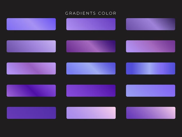 Vector set of trendy multicolored gradients and bright vibrant set of gradients background