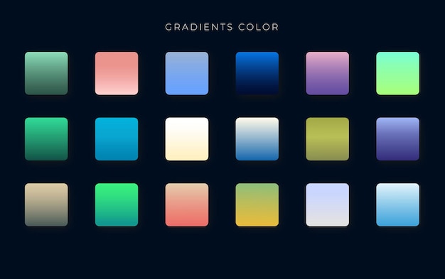 Vector set of trendy multicolored gradients and bright vibrant set of gradients background