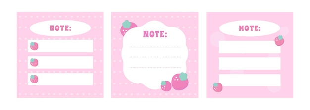 set trendy set note sticker sheets of note papers, sticky notes vector cute pastel color cute labels