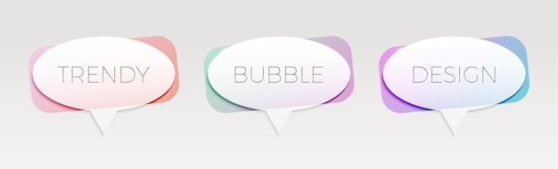 Vector set of trendy and translucent speech bubbles with colorful shape in the back vector illustration