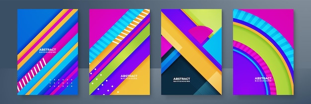 Набор модных векторных абстрактных красочных градиентов шаблон дизайна плаката Фон для плаката Брошюра Флаер Годовой отчет Обложка книги Баннер Шаблон формата А4