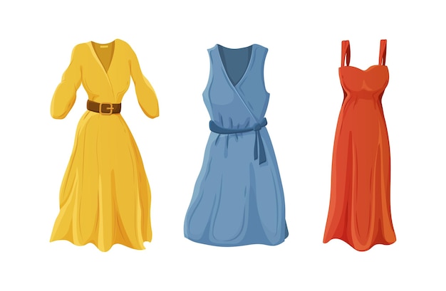 Set of trendy woman summer dress and sundress