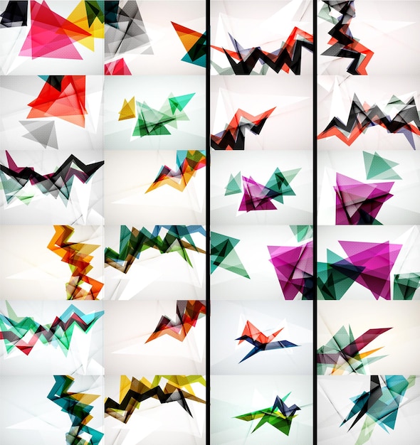 Set of triangle design geometric abstract backgrounds origami style