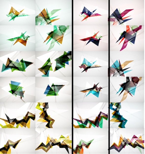 Set of triangle design geometric abstract backgrounds origami style