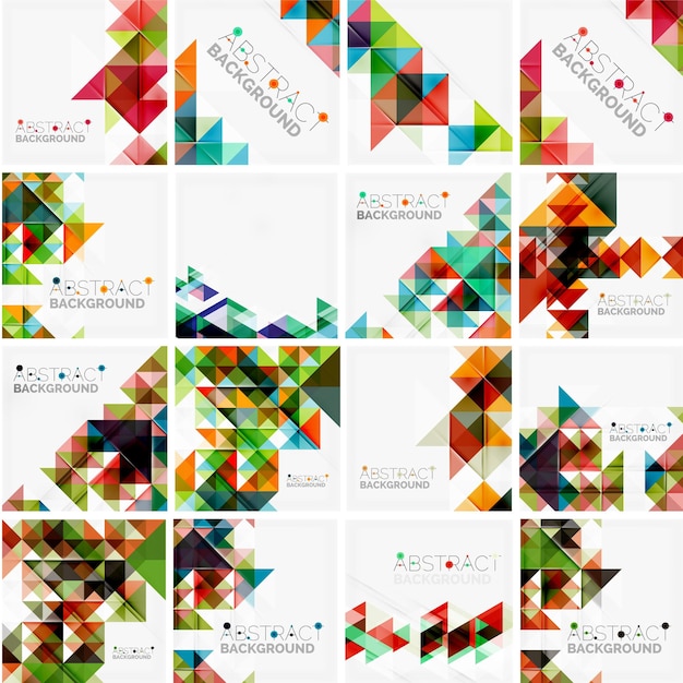 Set of triangle geometric abstract backgrounds Universal business or technology templates