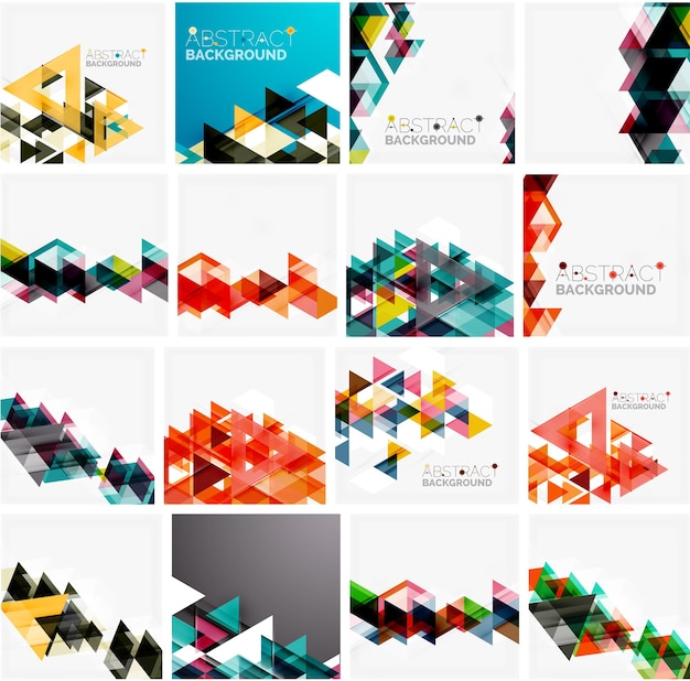 Set of triangle geometric abstract backgrounds