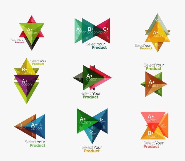 Vector set of triangle geometric business infographic templates