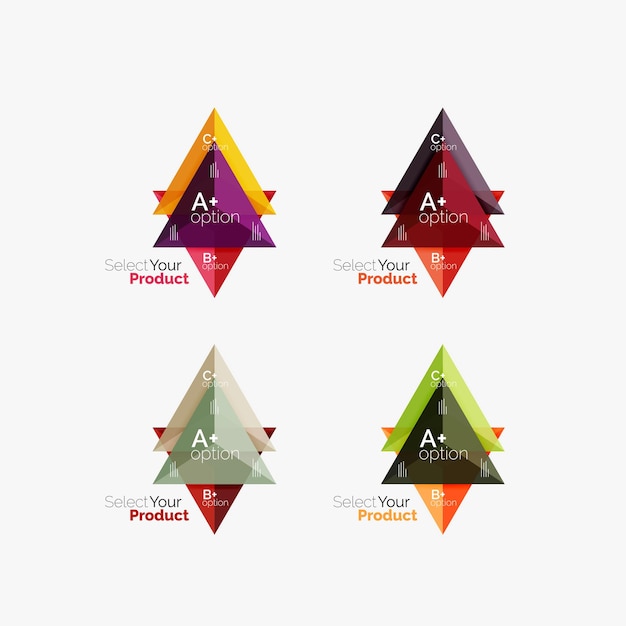 Set of triangle geometric business infographic templates