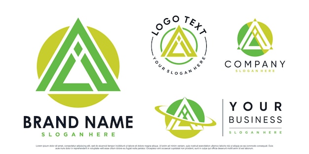 Set di lettere triangolari un'ispirazione per il design del logo per affari con elemento creativo vettore premium