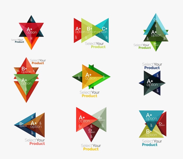 Vector set of triangle option infographic layouts