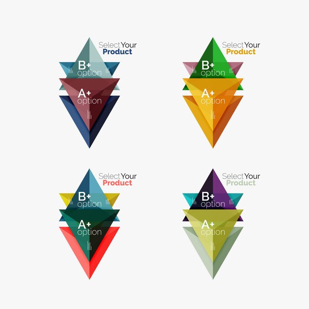 Vector set of triangle option infographic layouts