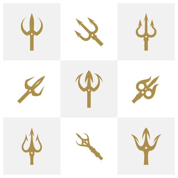 Set of trident logo design vector icon symbol template illustration