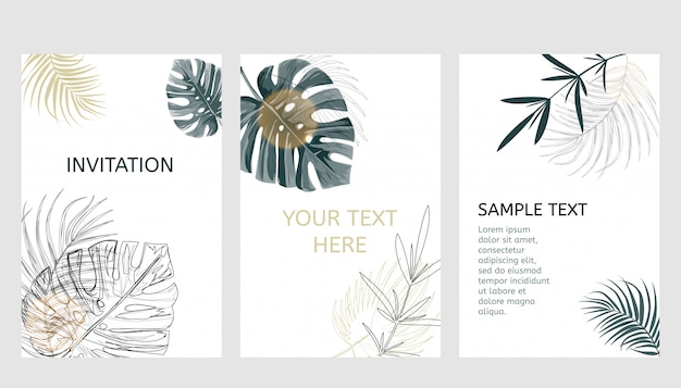 Set of tropical design cards.