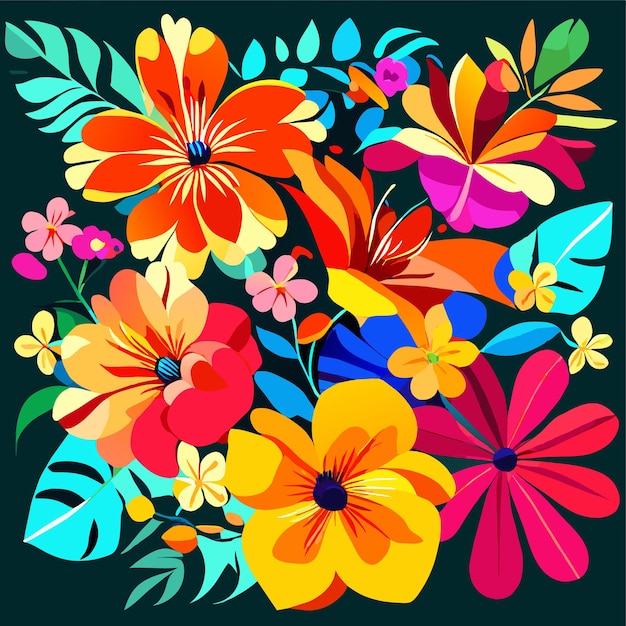 Vettore set di illustrazioni vettoriali di fiori tropicali