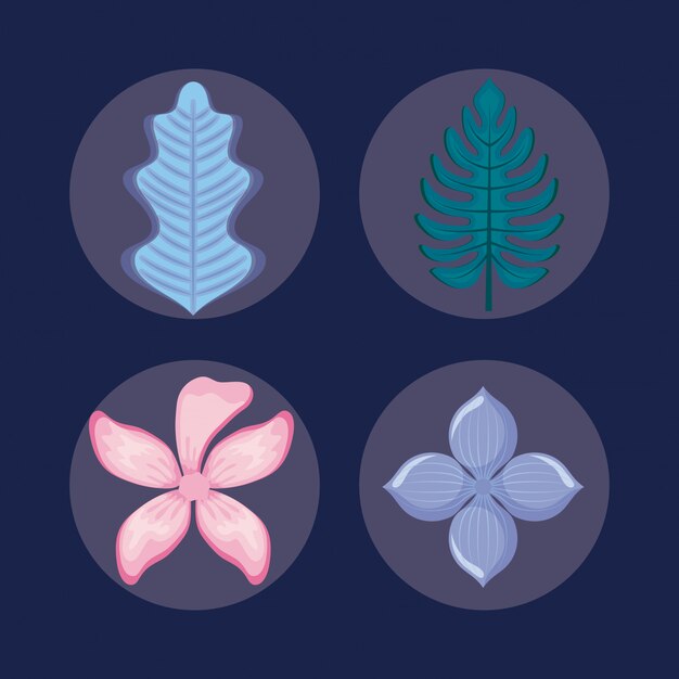 Set of tropical leafs icons