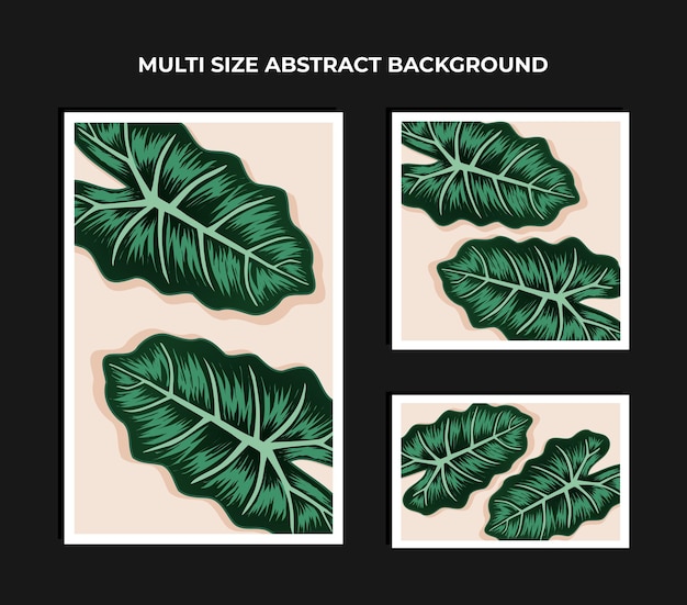 Set of tropical leaves background with hand drawn style vector