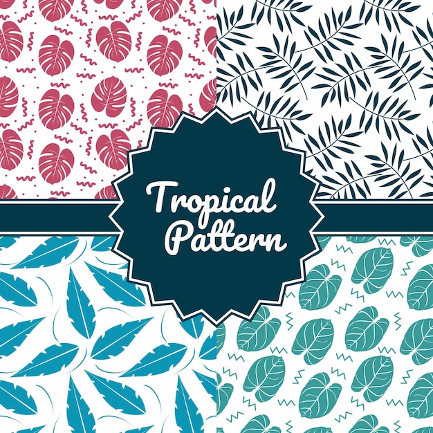 Set of Tropical Leaves Seamless Pattern