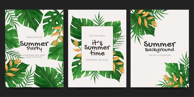 Vector set of tropical summer card or poster