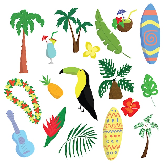 Vector set of tropics hawai