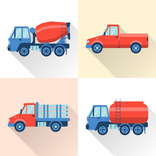 Set of truck in flat style