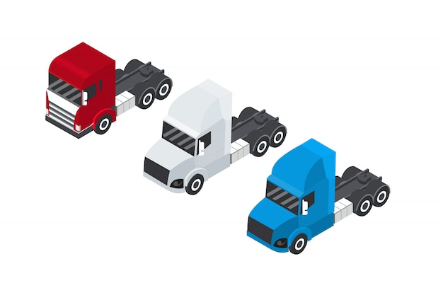 Set of trucks or trailer in an isometric view