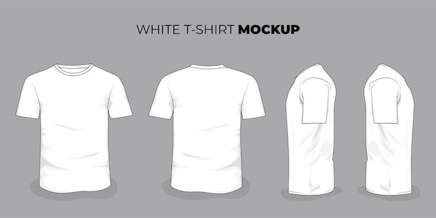 Set di tshirt mock up in colore bianco per il design pubblicitario di prodotti tshirt