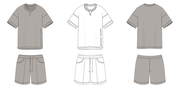 set of tshirts apparel template with pant