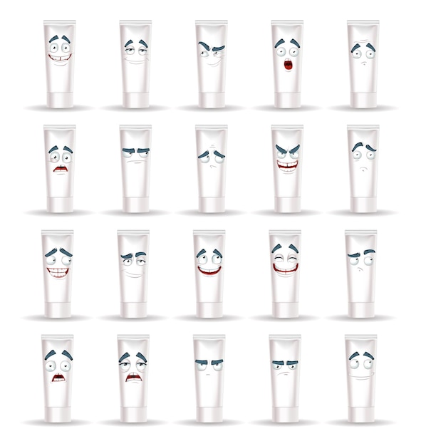 Set of tubes smiles with different emotions