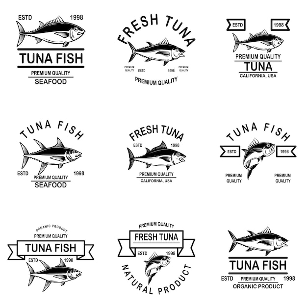 Set of tuna fish labels