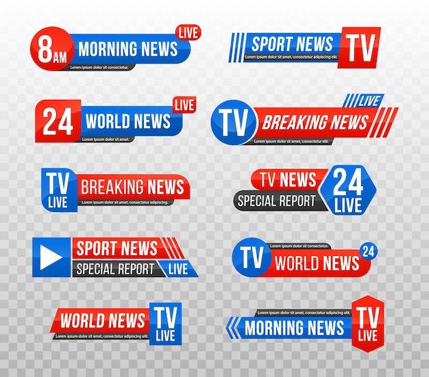 Vector set of tv news bar.