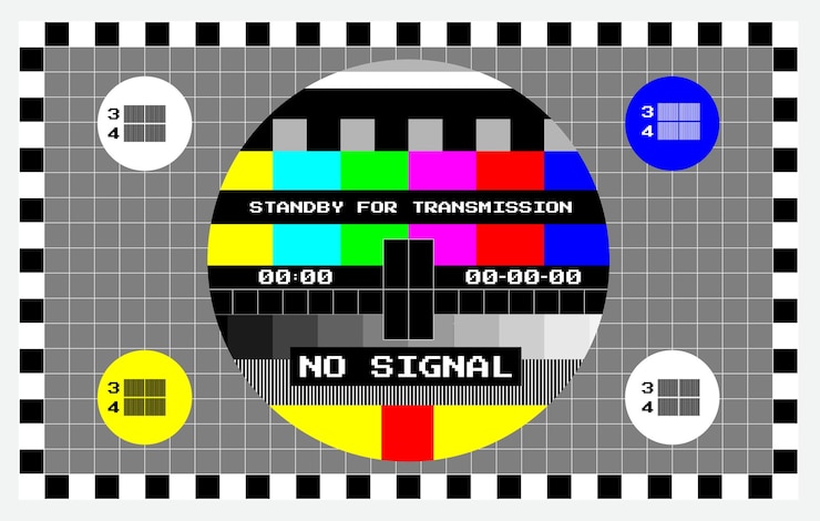 वेक्टर set of tv no signal background or screen color test television or technical difficultiest test