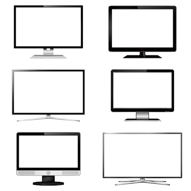 Set of TV screen and computer display monitor