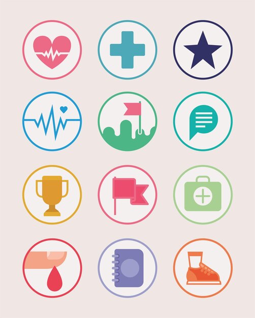 Vector set of twelve apps icons