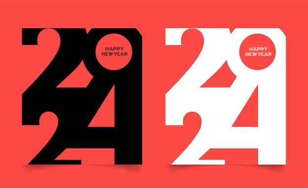 두 개의 2024 행복한 새해 디자인 템플릿 Greeting card 배너 포스터 배경xA