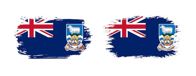 Set of two grunge brush flag of Falkland Islands on solid background