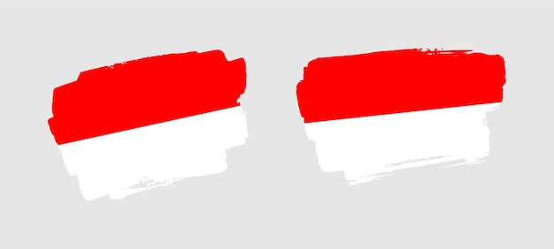 Set of two hand painted indonesia brush flag illustration on solid background