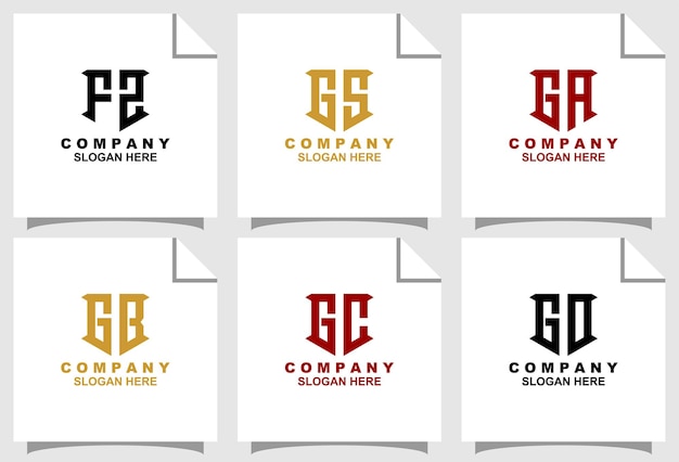 Set of two initials monogram logo template
