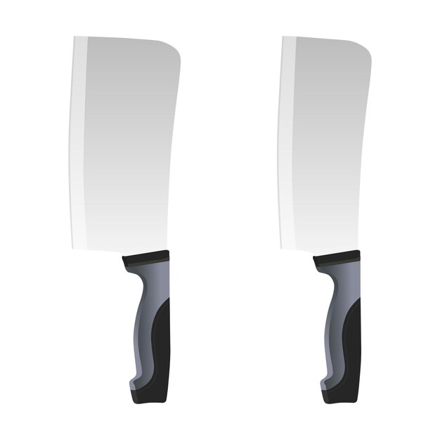 Set di due coltello grande mannaia affilato con manico in legno isolato su sfondo bianco