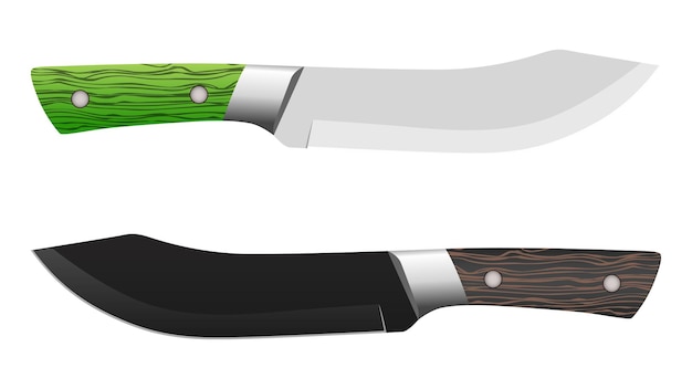 Набор из двух больших острых ножей-кливеров на белом фоне, векторная иллюстрация, ножи шеф-повара