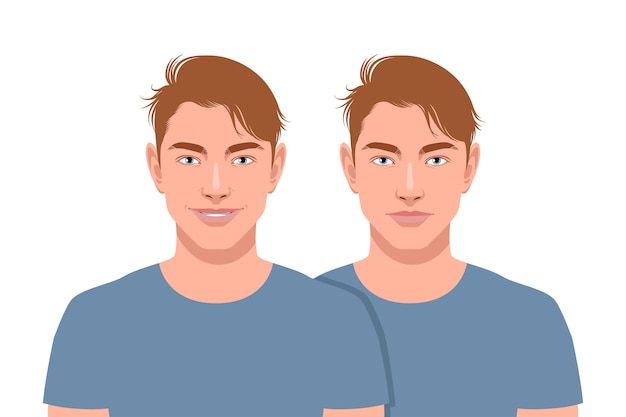 Set of two man. smiling and not isolated on a white background.