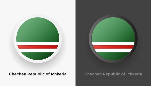 Set of two metallic rounded Chechen Republic of Ichkeria flag buttons