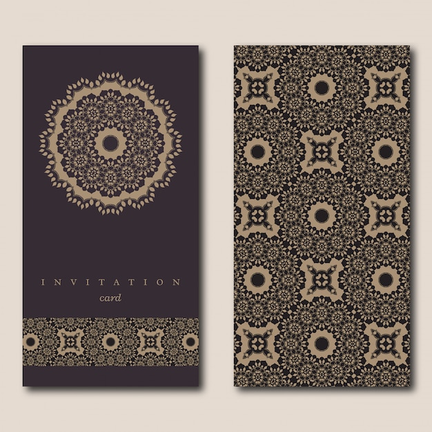 Set of two ornamental floral mandala cards.