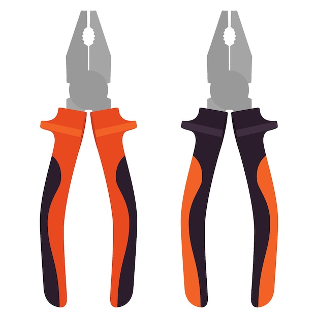 Set of two pliers on white background realistic vector illustration