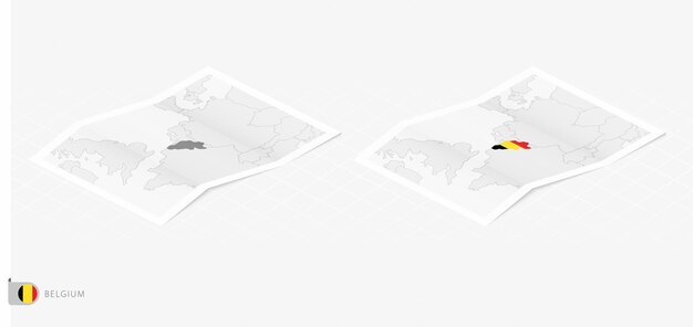 Set of two realistic map of brazil with shadow the flag and map of brazil in isometric style